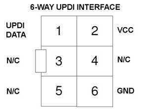 Atmel AVR UPDI Circuit Schematic 6way header