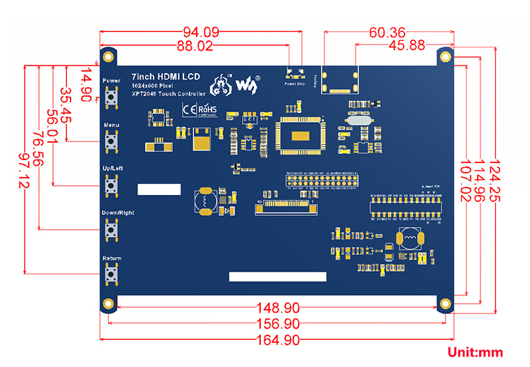 7inch LCD dimensions