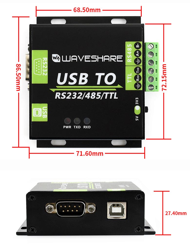 w-usb232-485 dimensions